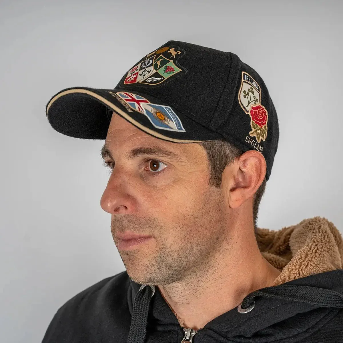 Casquette en velours BARBARIANS multi-nations noire - Image 6
