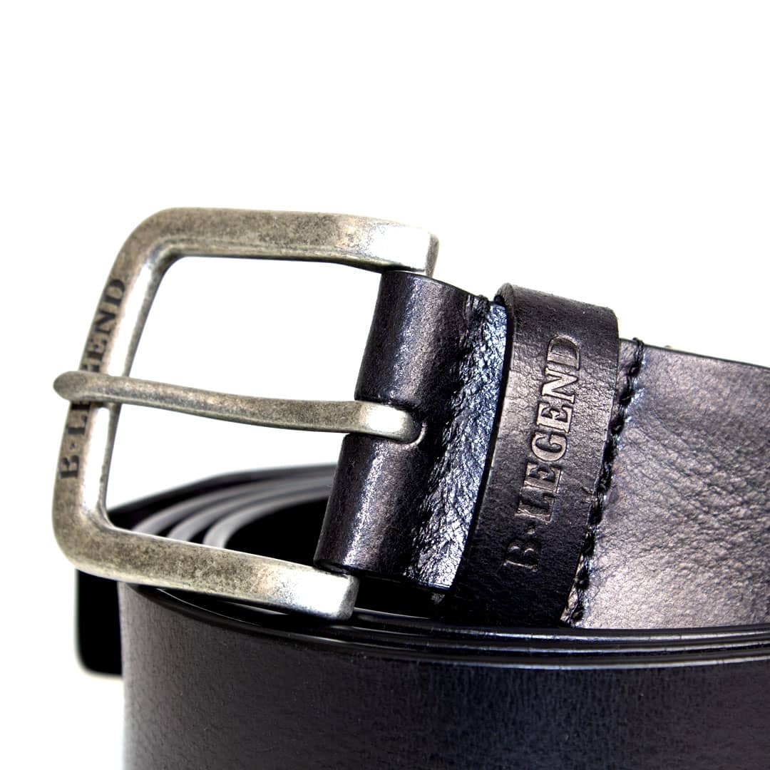 Ceinture en cuir noire - Boucle métal - Image 3