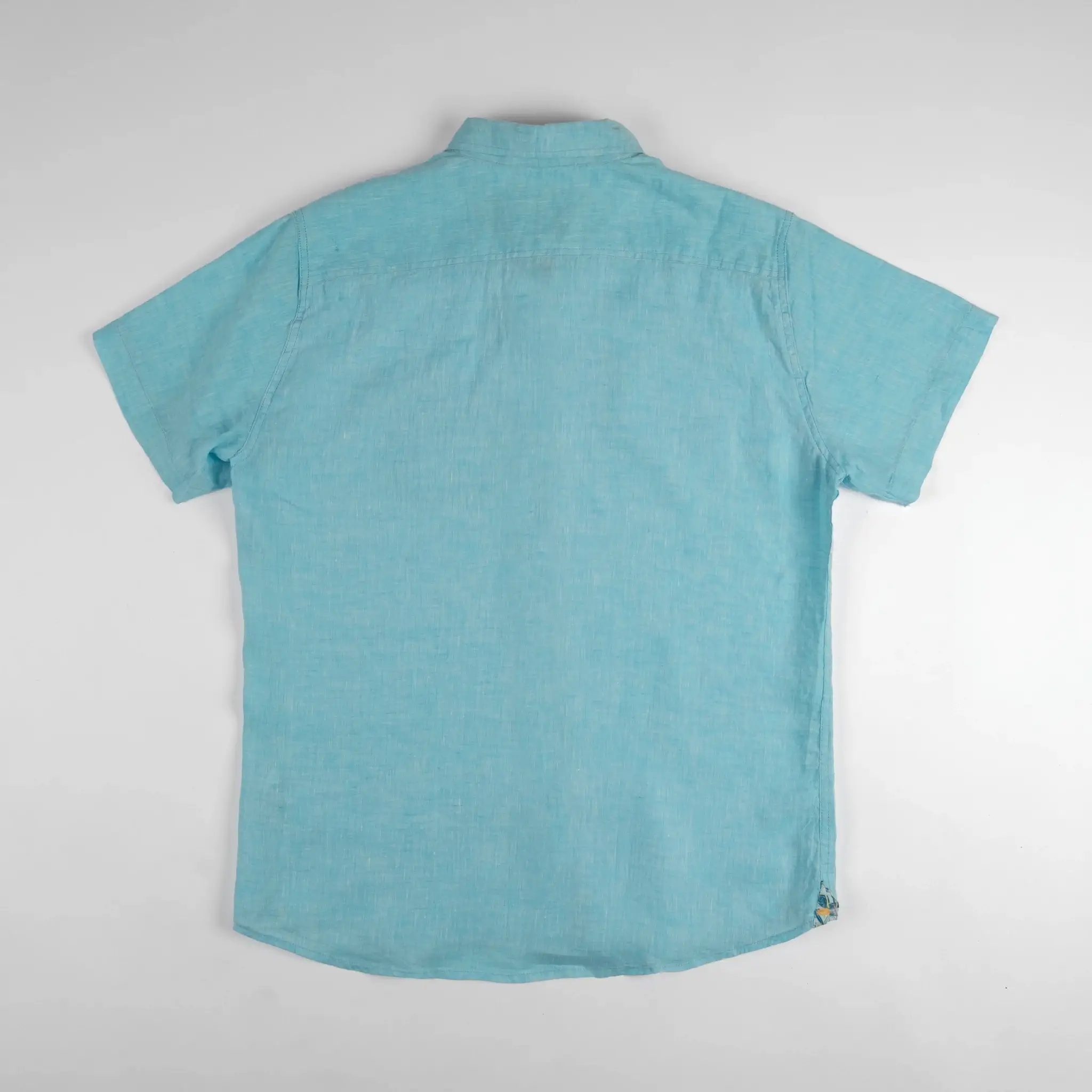 Chemise bleu turquoise 100% lin - Image 3