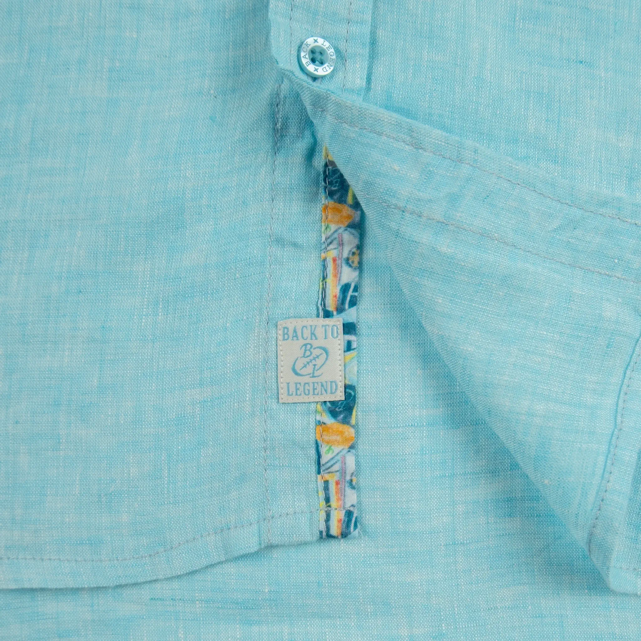 Chemise bleu turquoise 100% lin - Image 5