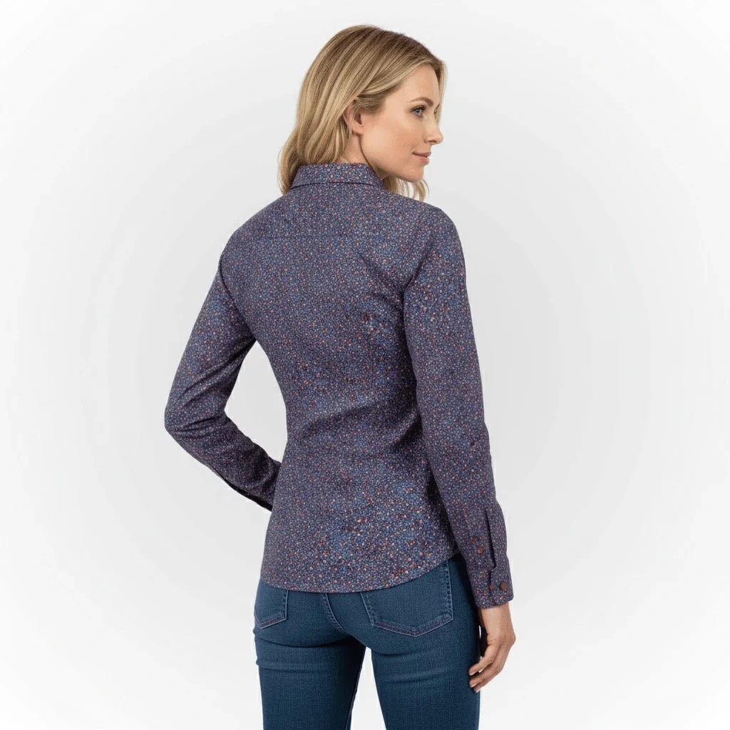 Chemise femme ml bleue imprimé fleuri - Image 4