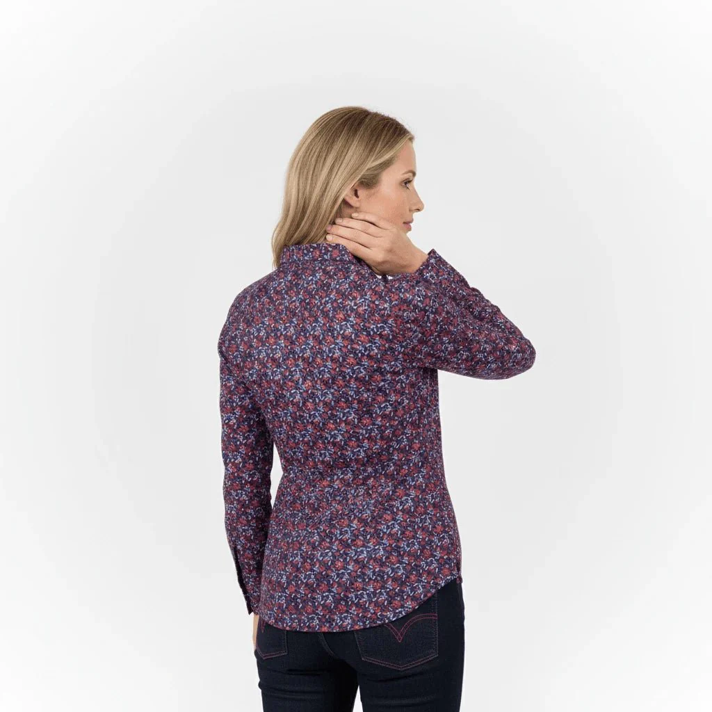 Chemise femme ml bleue à fleurs - Image 4