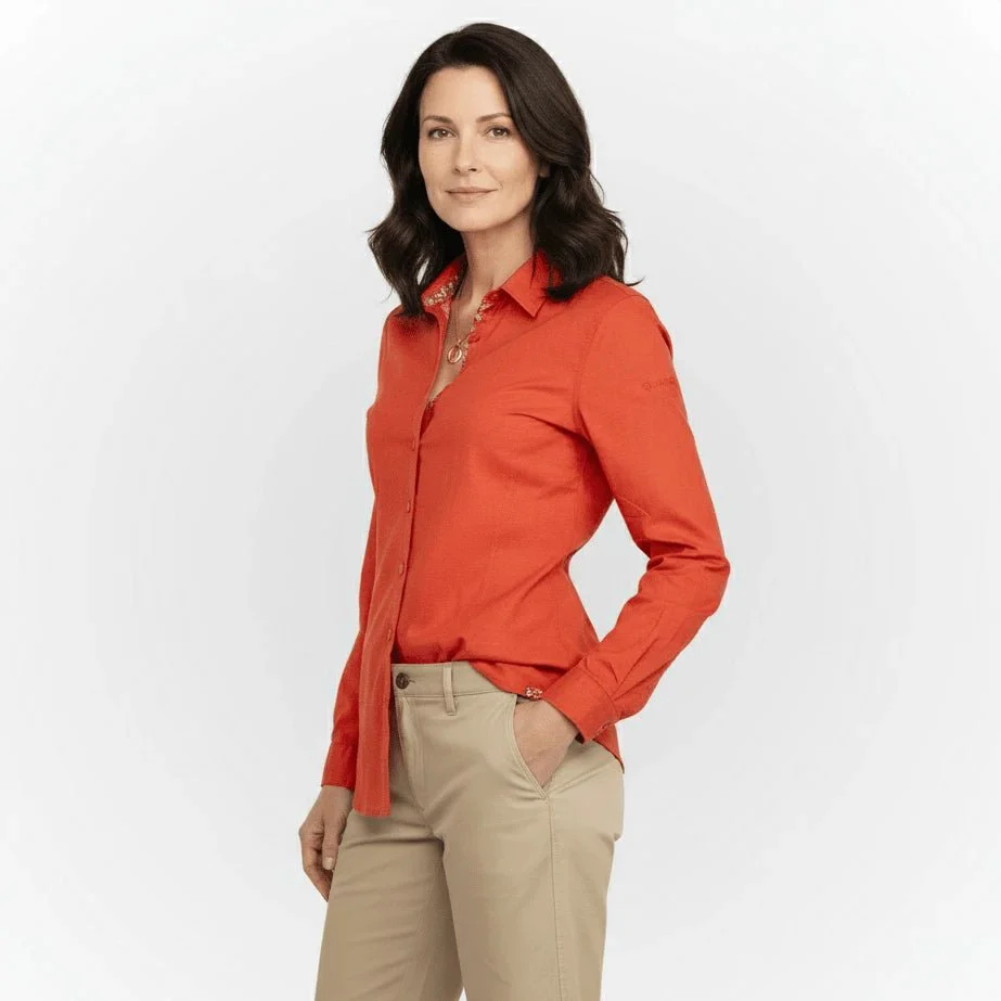 Chemise femme ml orange en lin - Image 3