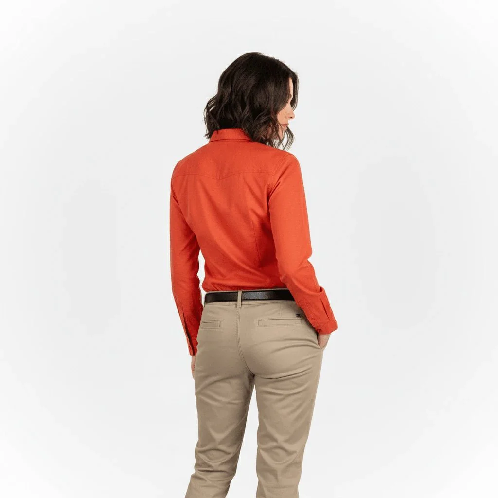 Chemise femme ml orange en lin - Image 4