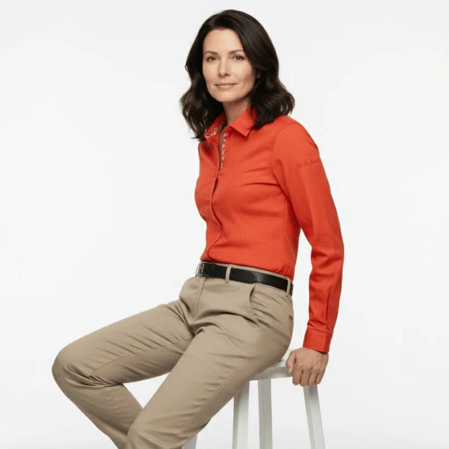 Chemise femme ml orange en lin - Image 6