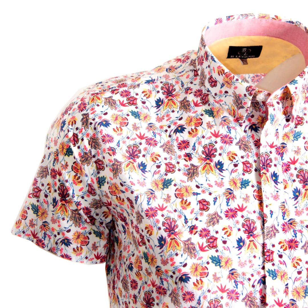Chemise blanche imprimé fleuri multicolore - Image 4
