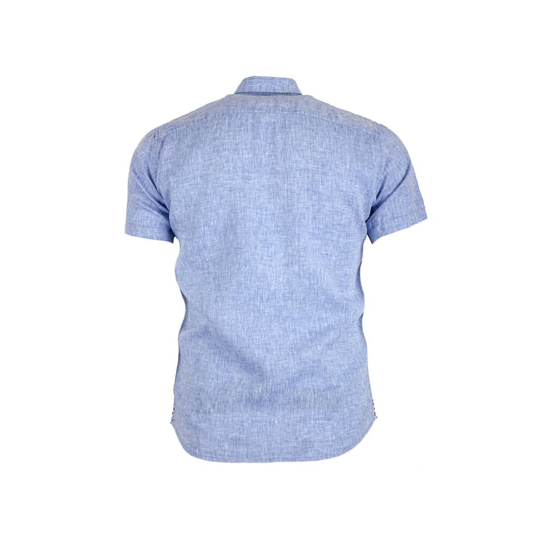 Chemise bleu clair en lin chiné - Image 3