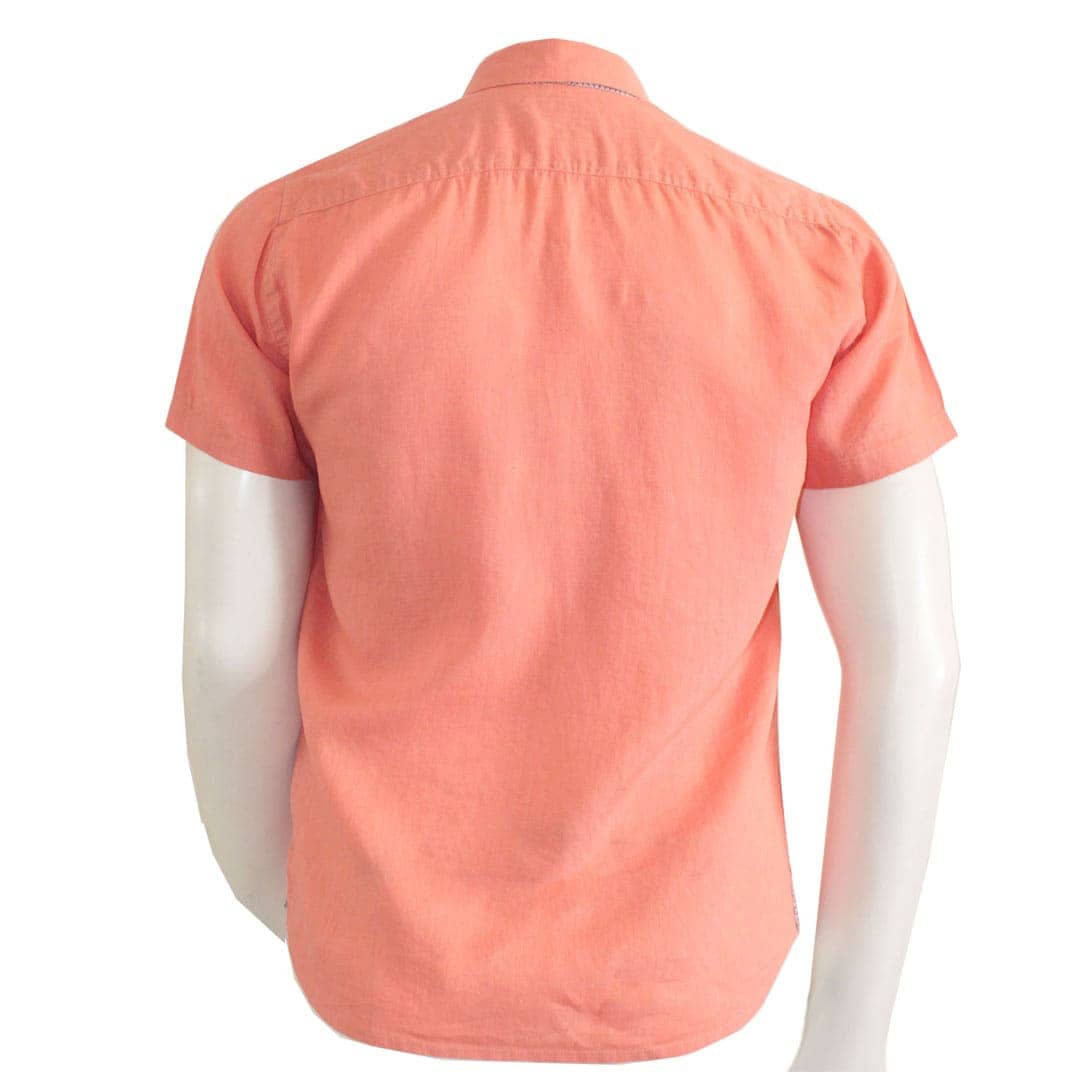 Chemise corail en lin chiné - Image 3