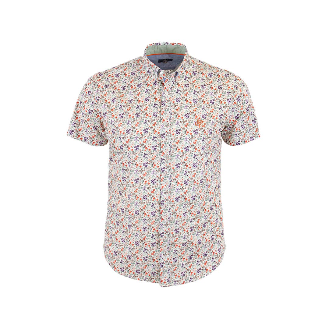Chemise orange imprimé fleuri multicolore