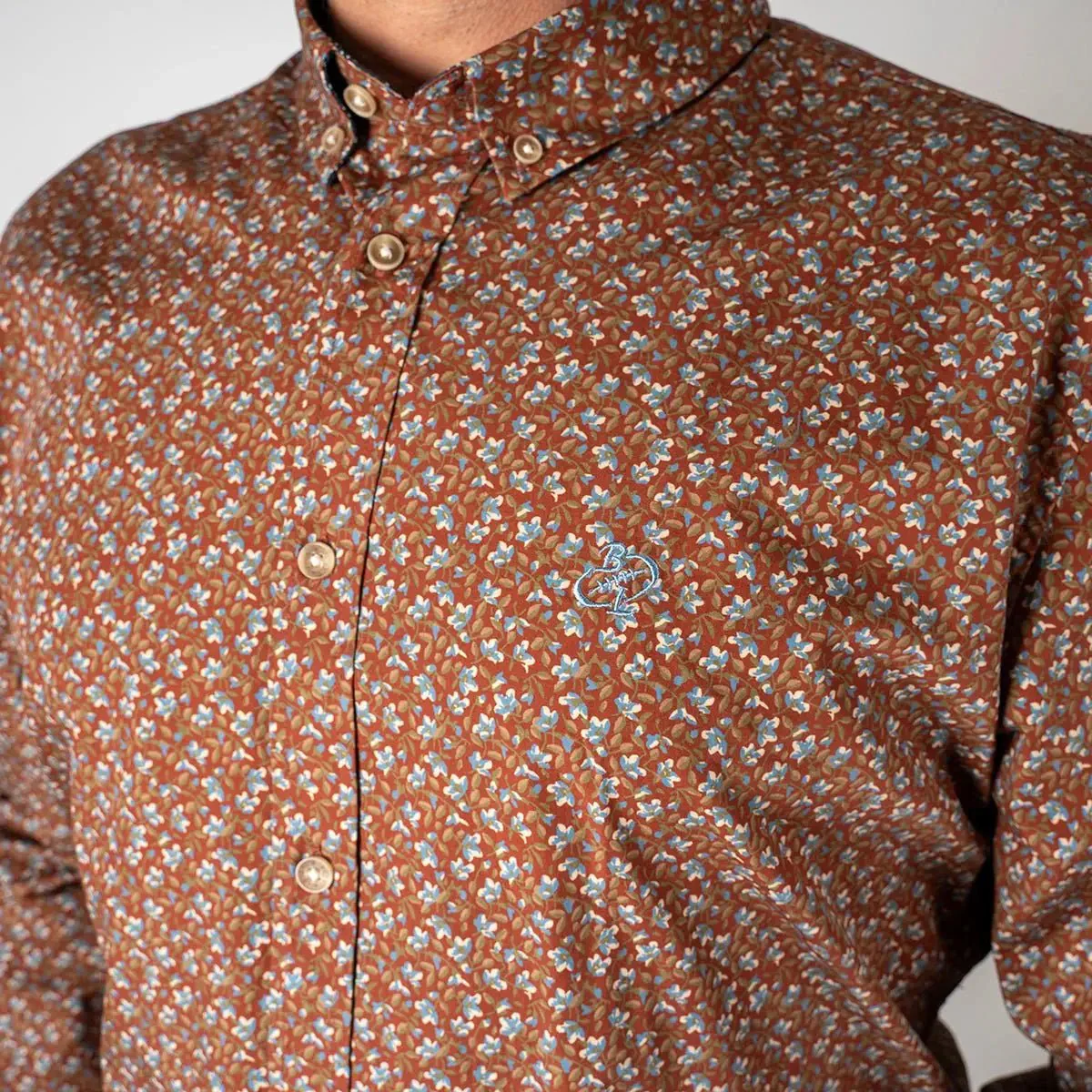 Chemise ml acajou motif fleuri - Image 4