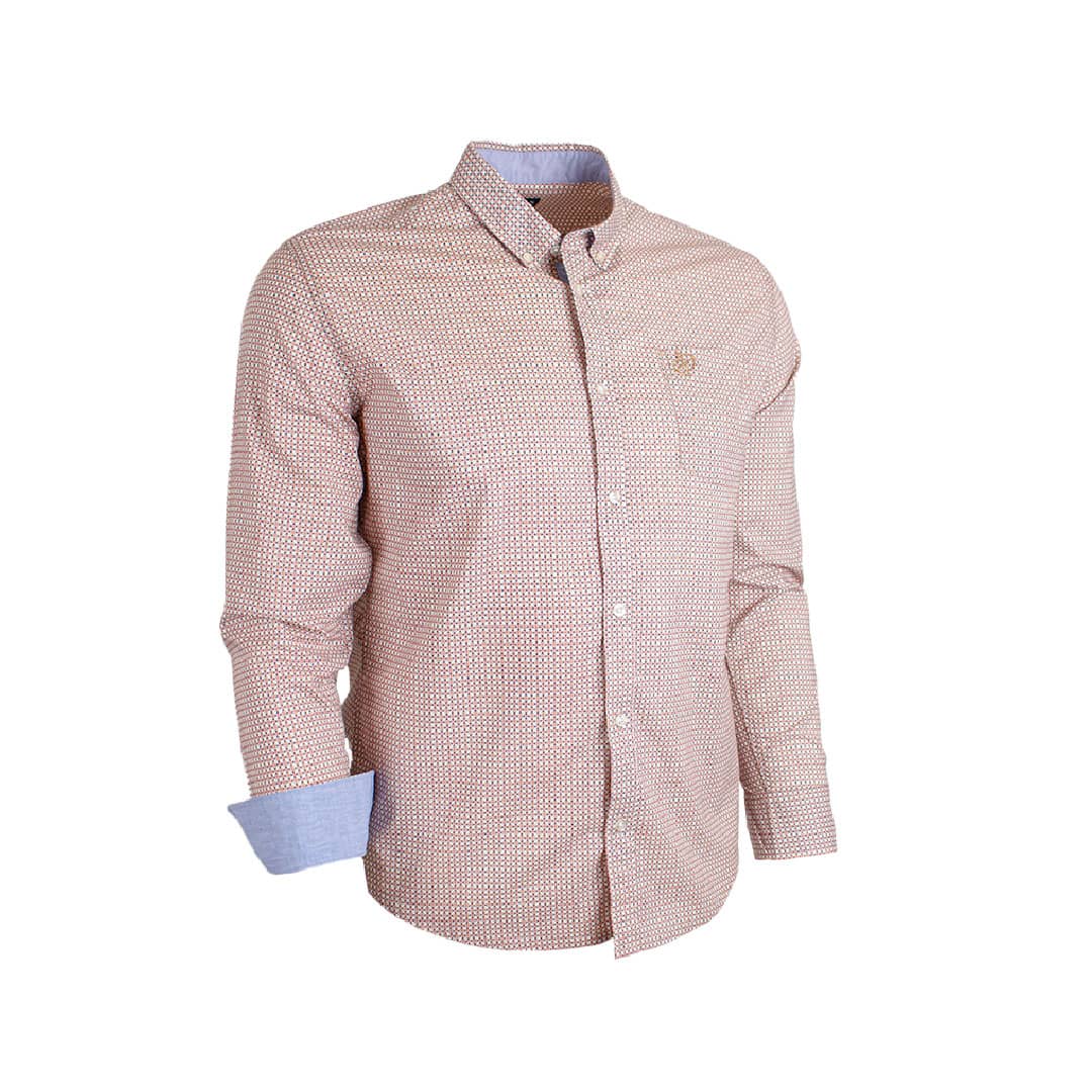 Chemise ml beige imprimé géométrique