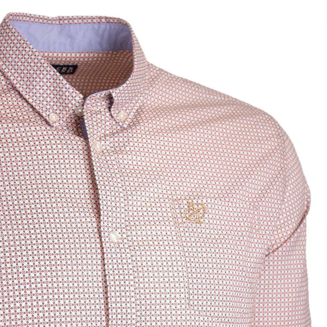 Chemise ml beige imprimé géométrique - Image 3