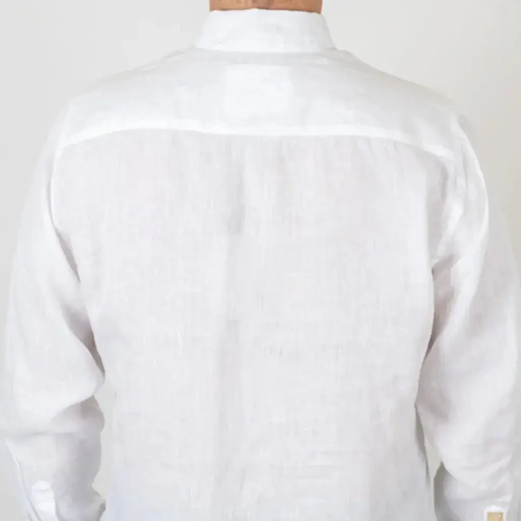 Chemise ml blanche en lin - Image 4