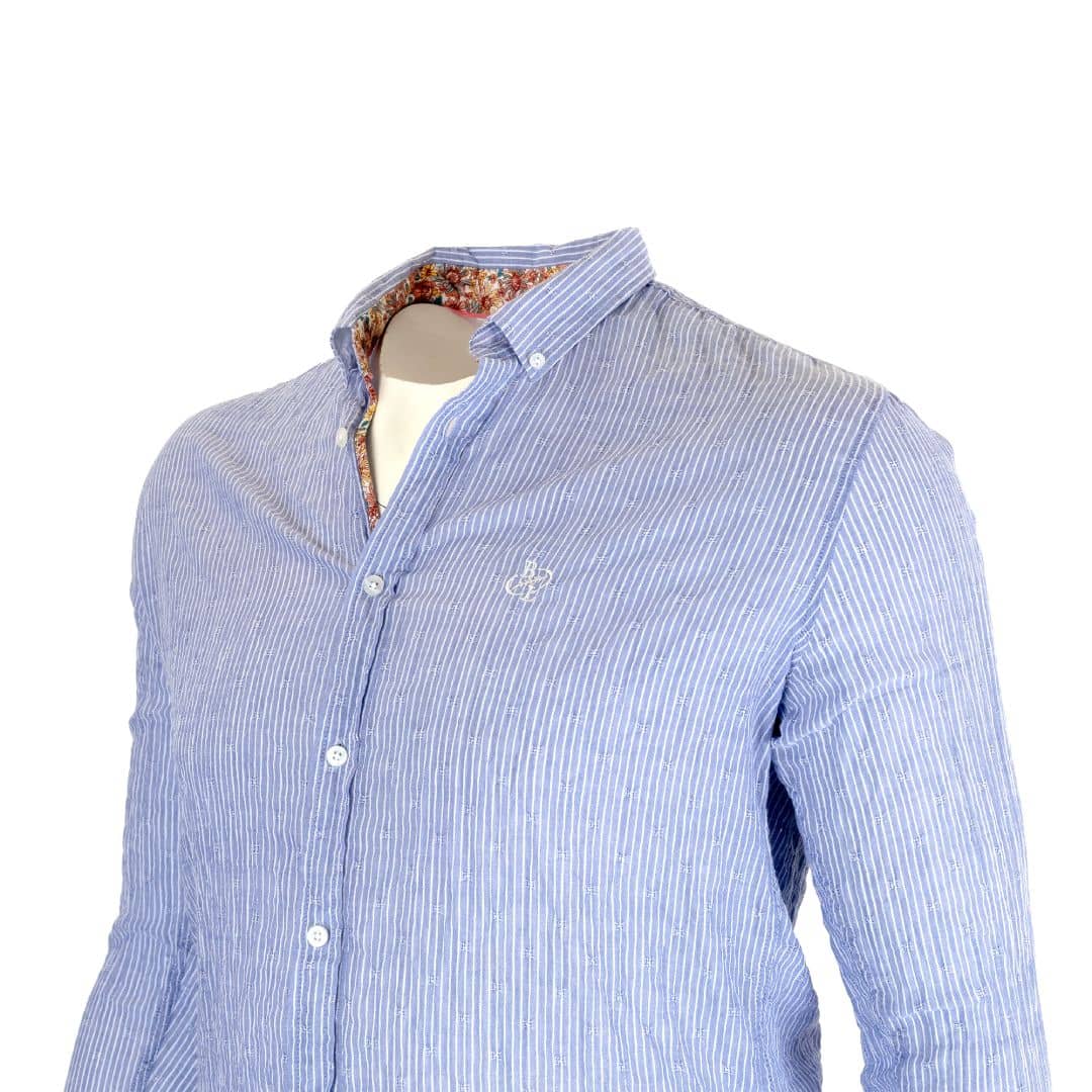 Chemise ml bleu ciel rayée - Image 4