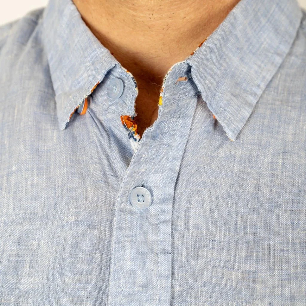 Chemise ml bleu clair en lin - Image 4