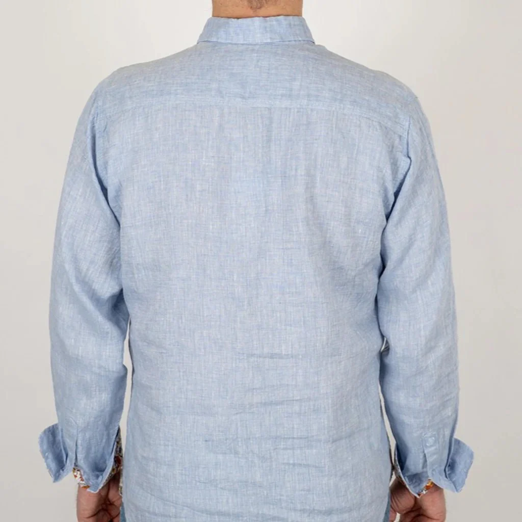 Chemise ml bleu clair en lin - Image 5