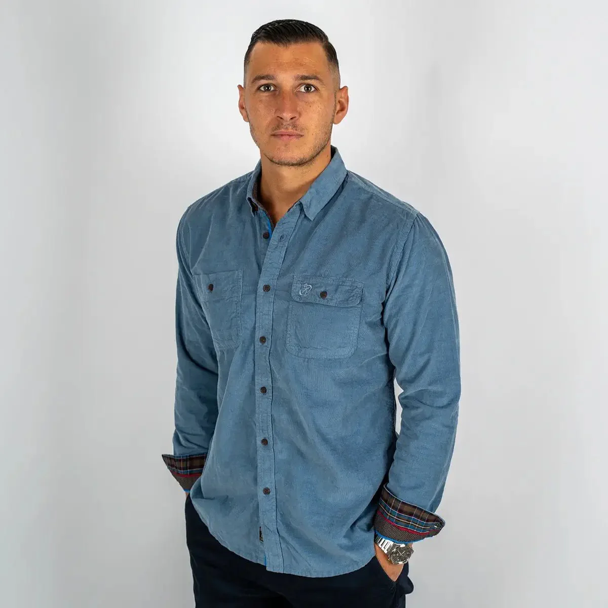 Chemise ml bleu indigo en velours - Image 4