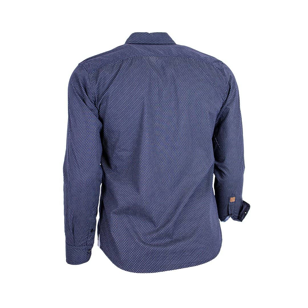 Chemise ml bleu marine imprimé géométrique - Image 2