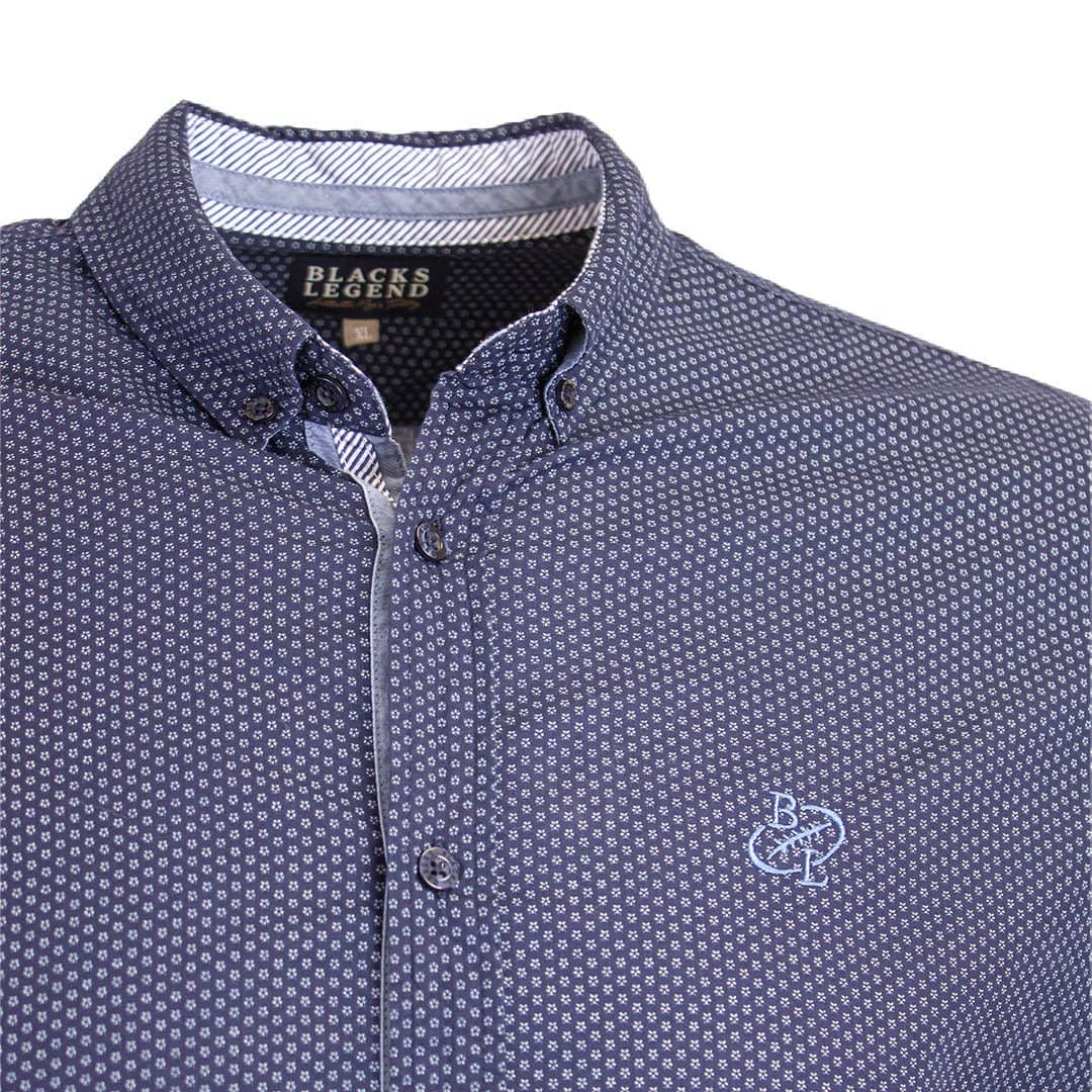 Chemise ml bleu marine imprimé géométrique - Image 3