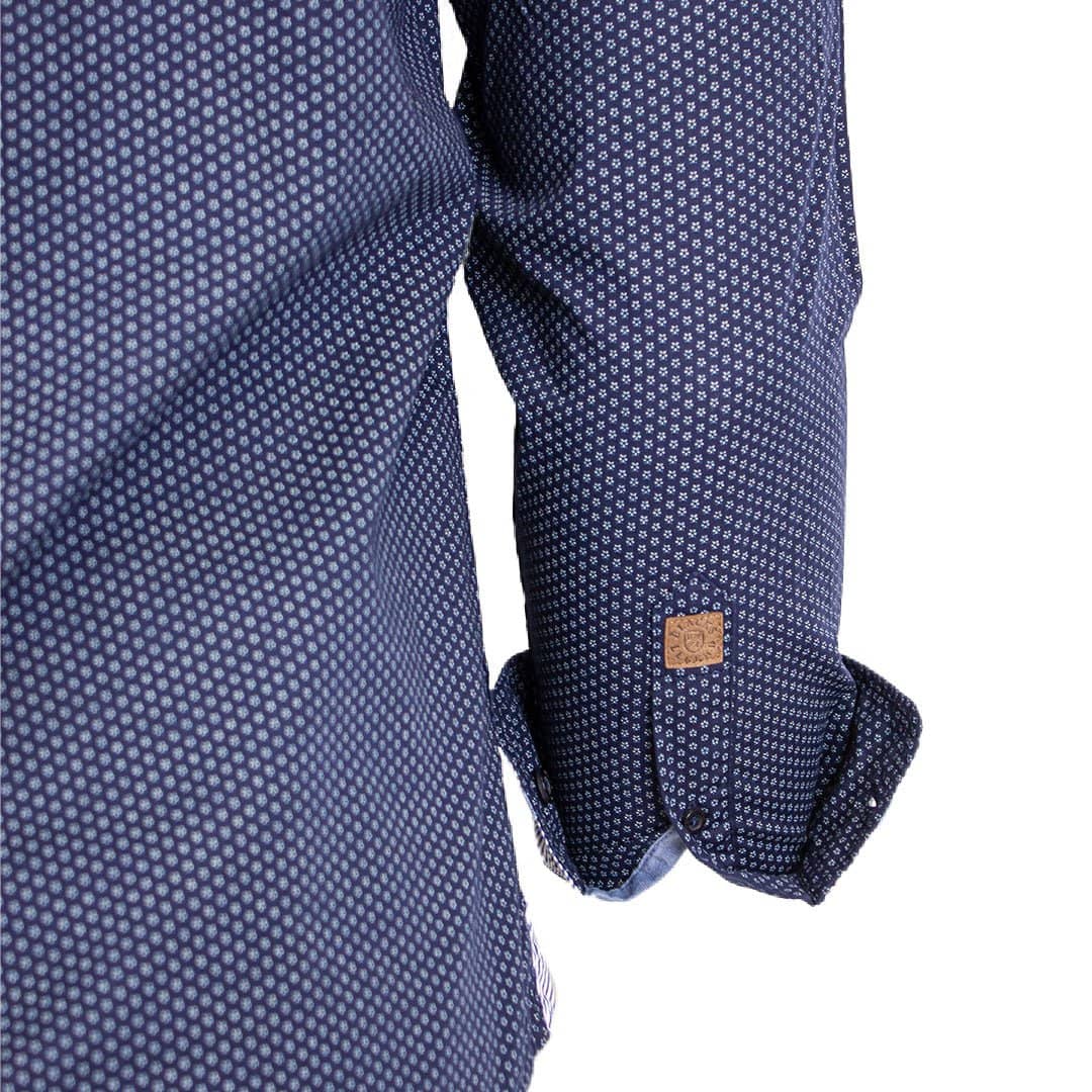 Chemise ml bleu marine imprimé géométrique - Image 4