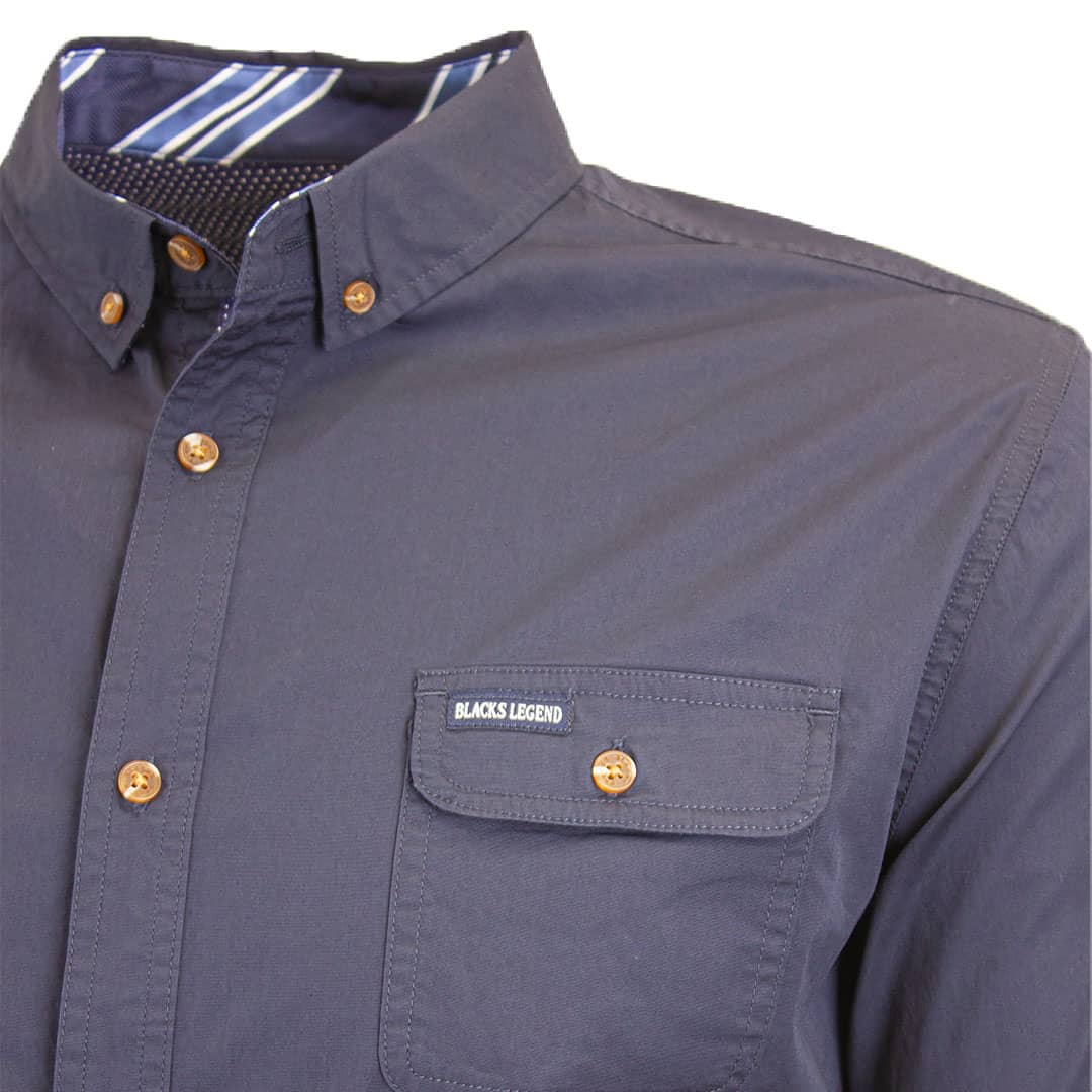 Chemise ml bleu marine unie - Image 3
