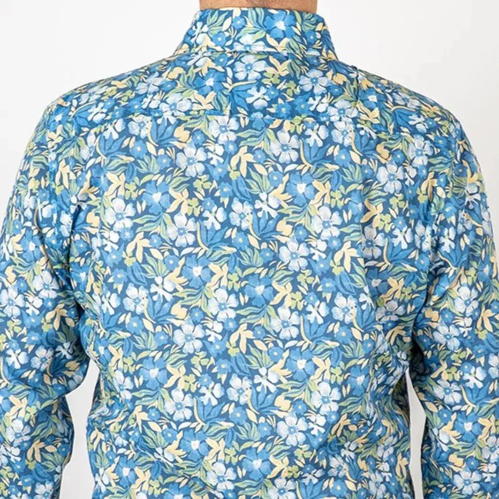 Chemise ml légère bleu moyen à motif floral - Image 3