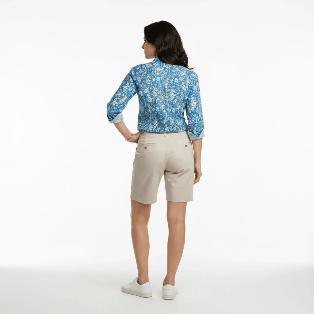 Chemise ml légère bleu moyen à motif floral (femme) - Image 5