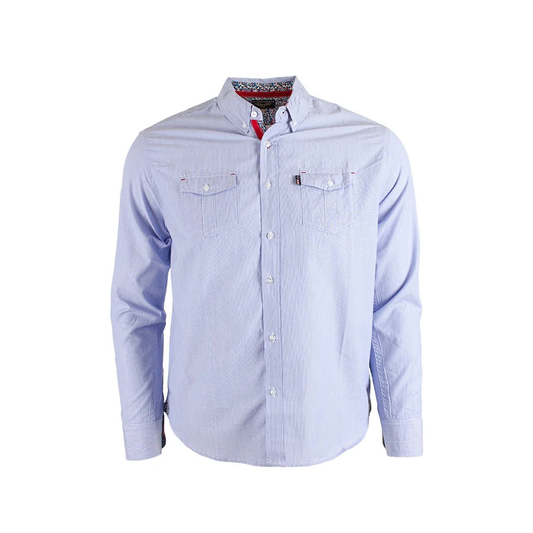 Chemise ml bleue double poche poitrine