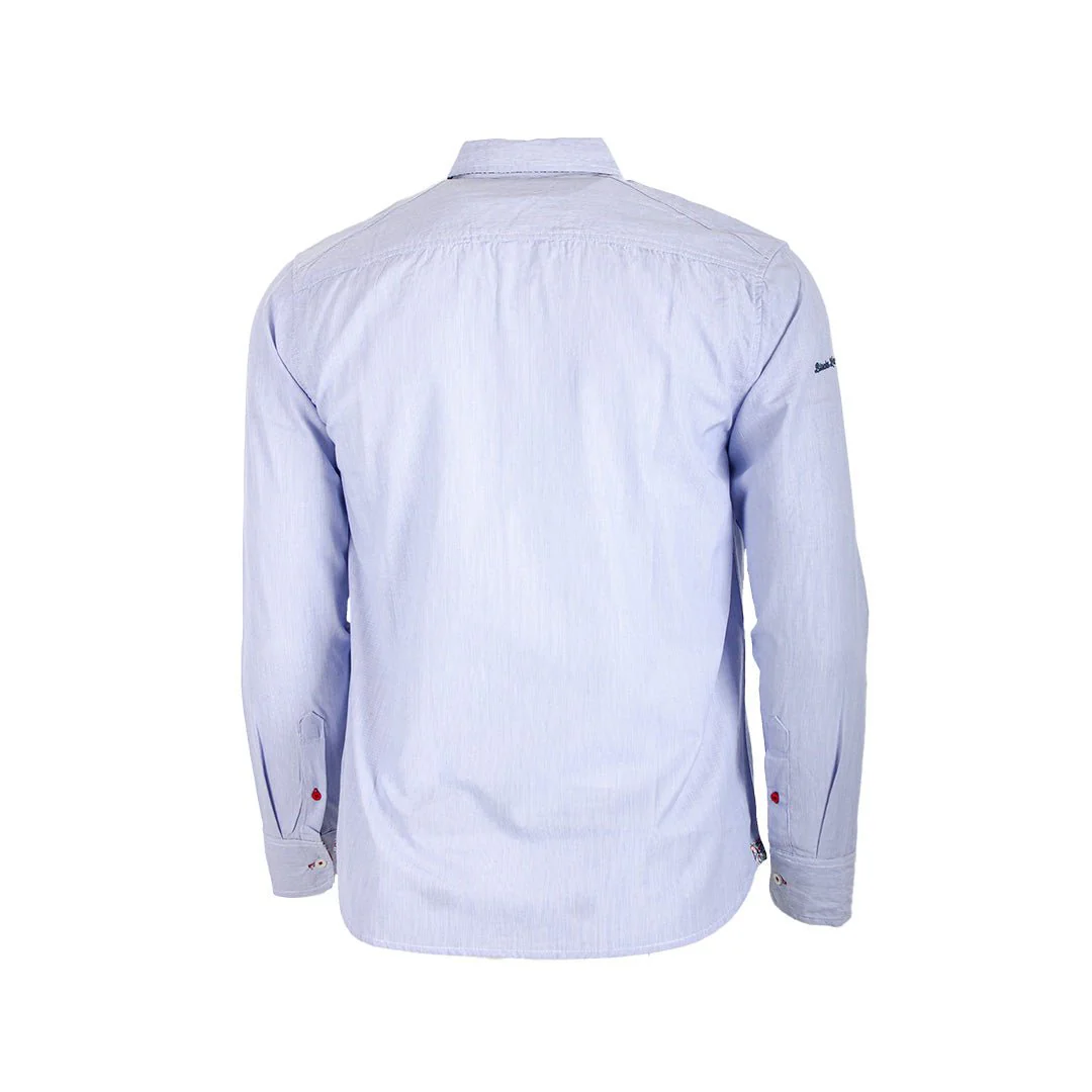 Chemise ml bleue double poche poitrine - Image 2