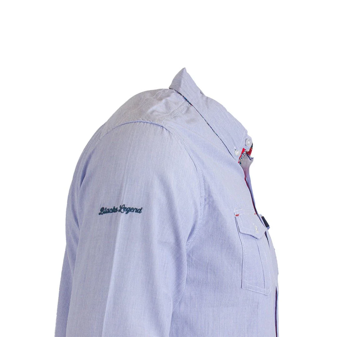 Chemise ml bleue double poche poitrine - Image 4
