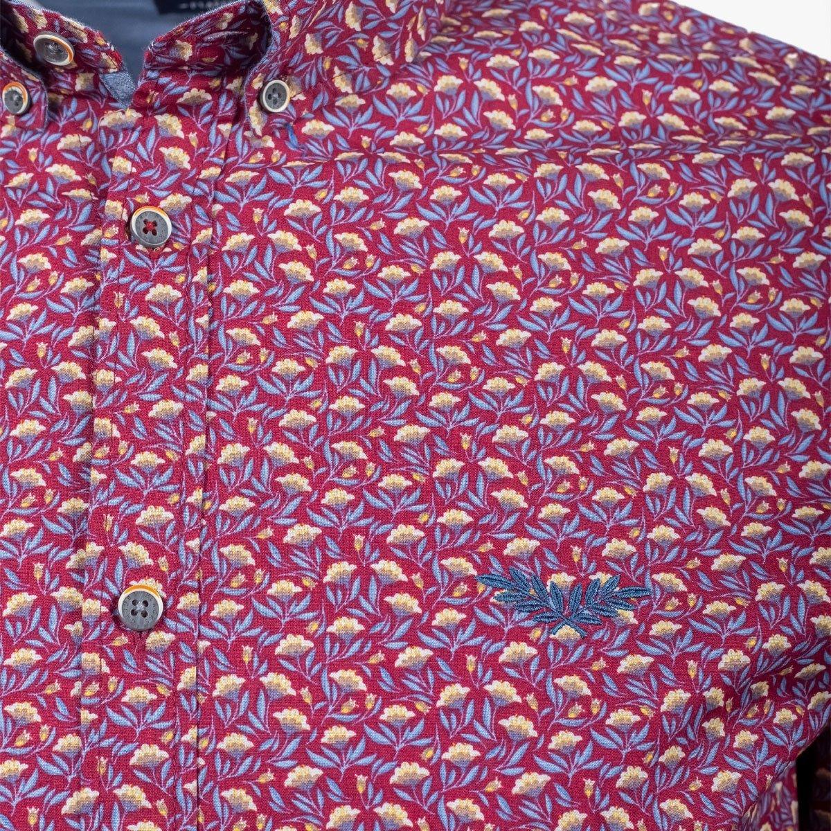Chemise ml bordeaux à fleurs - Image 3