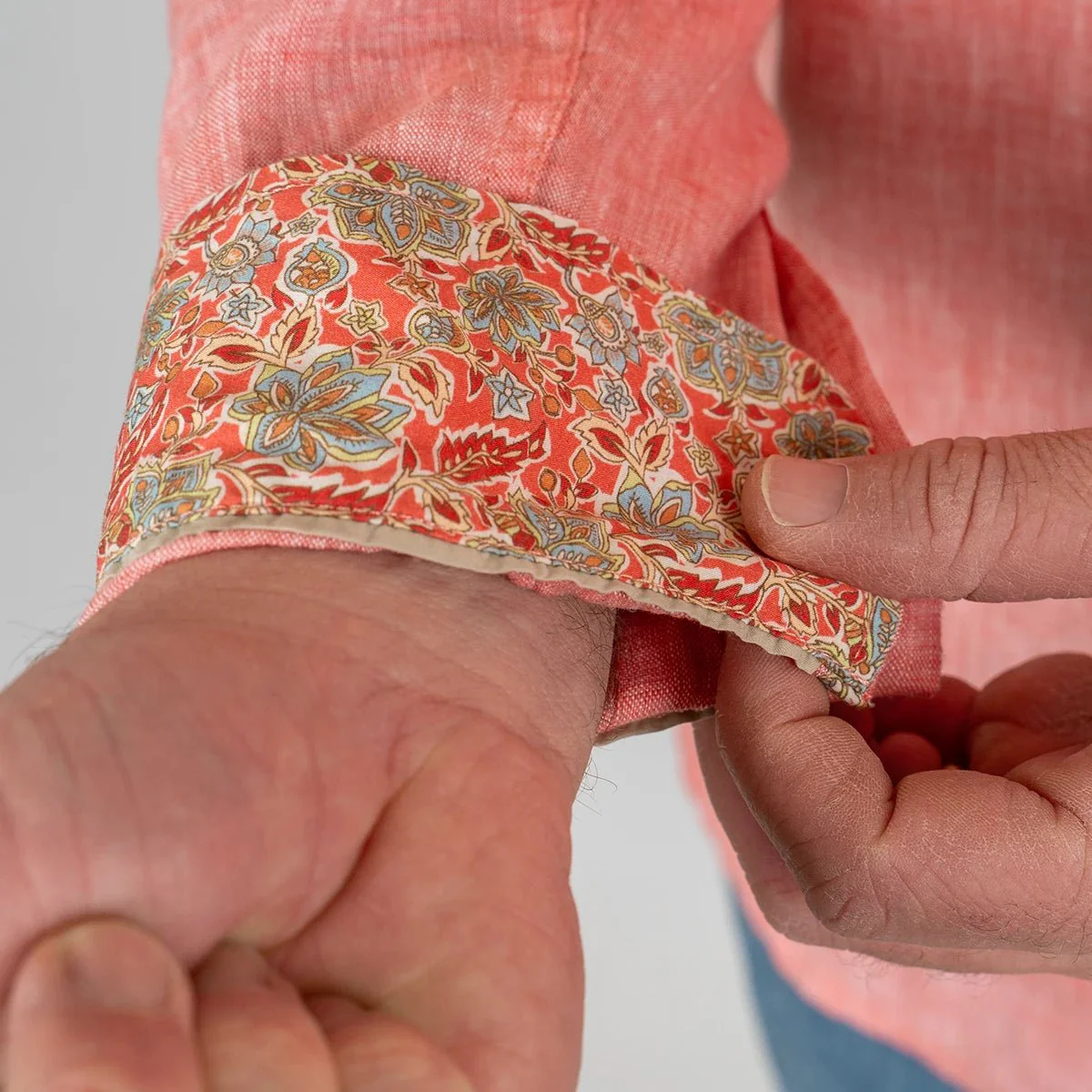Chemise ml corail clair en lin - Image 3