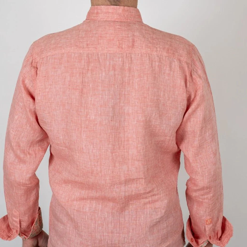 Chemise ml corail clair en lin - Image 4