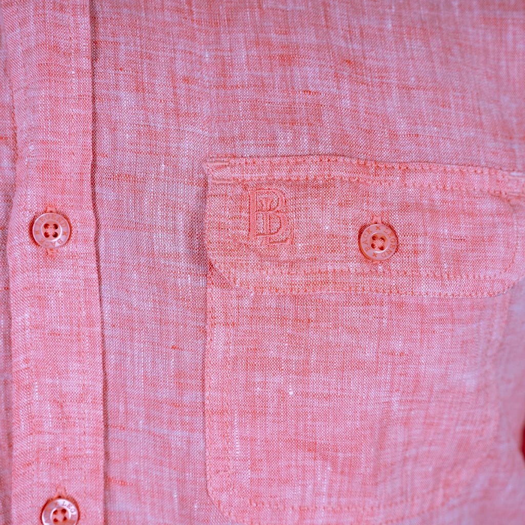 Chemise ml corail clair en lin - Image 5