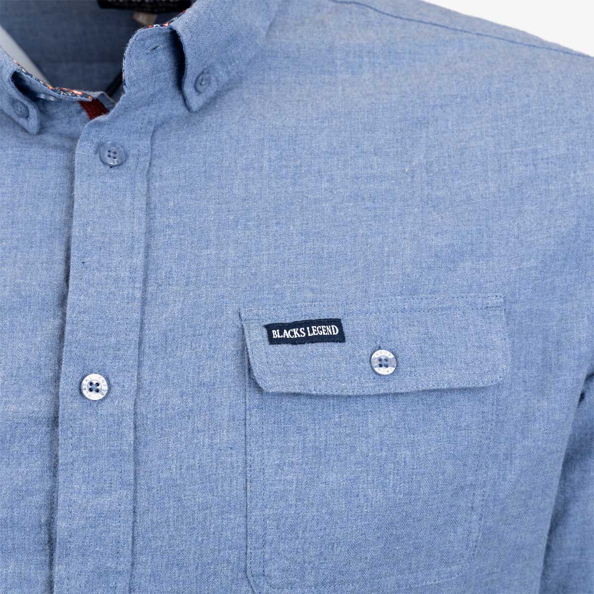 Chemise ml bleu chiné flanelle - Image 3
