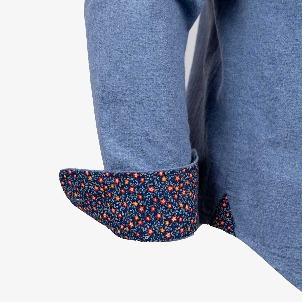 Chemise ml bleu chiné flanelle - Image 5