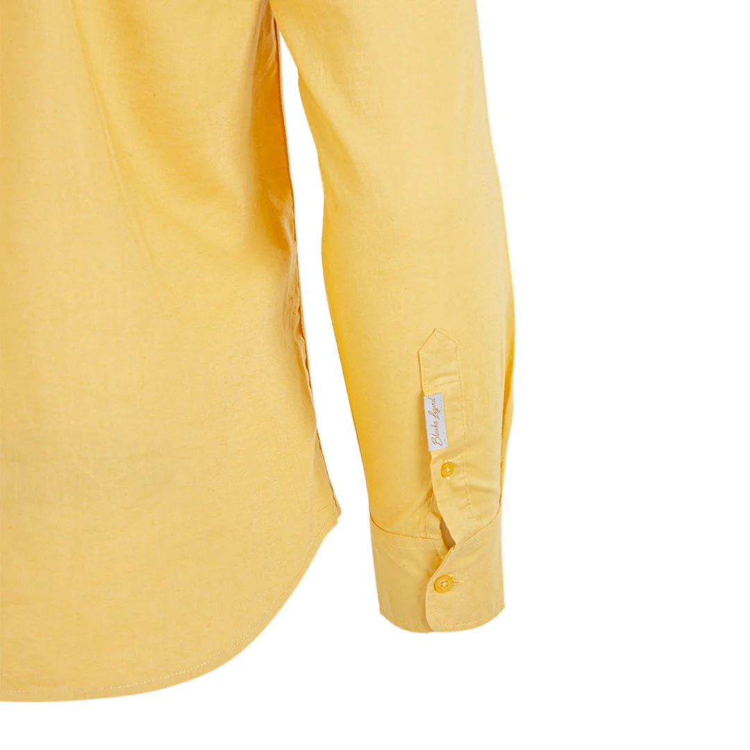 Chemise ml jaune en lin et coton - Image 3