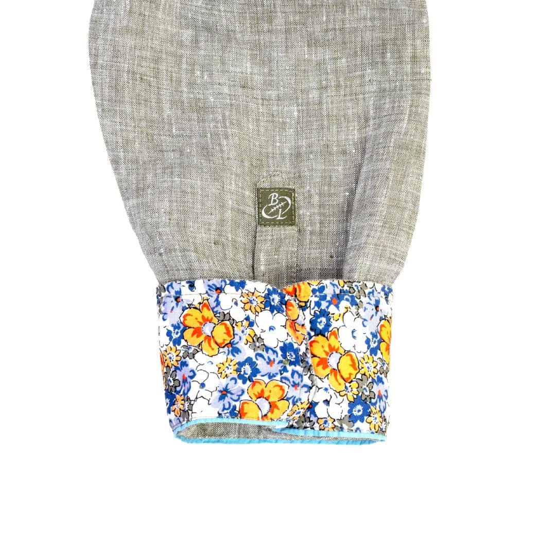 Chemise ml kaki en lin chiné - Image 5