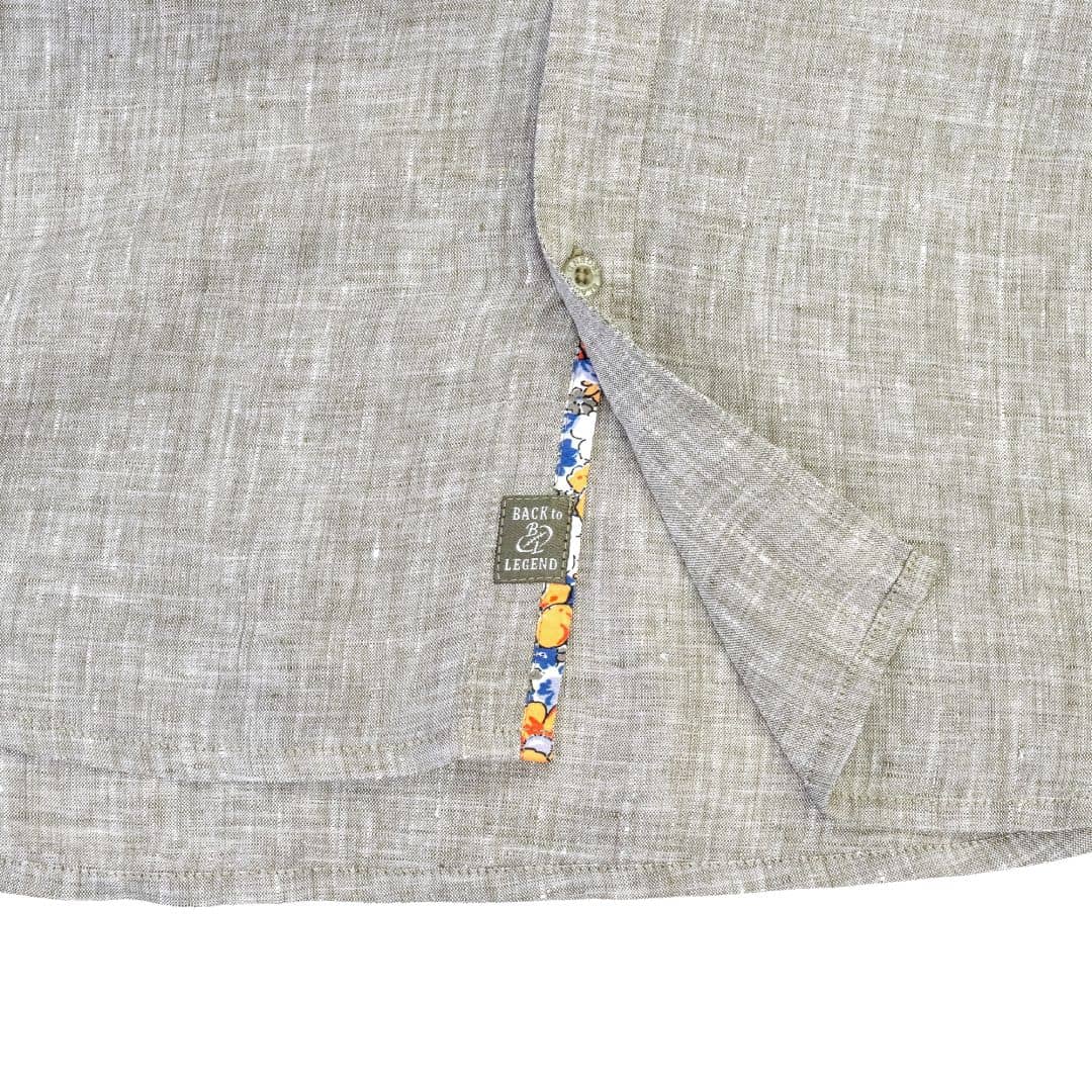 Chemise ml kaki en lin chiné - Image 6