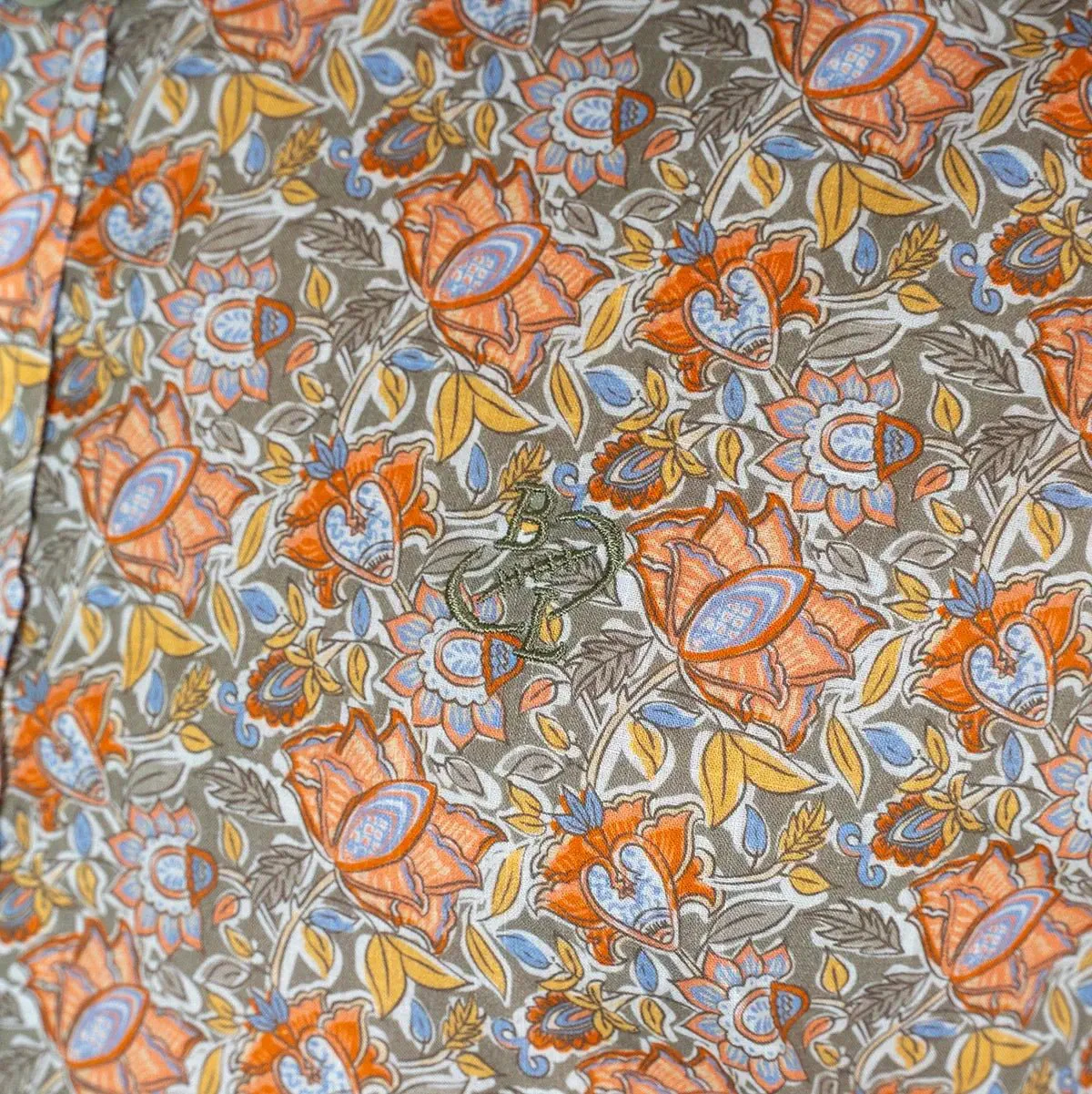 Chemise ml kaki voile de coton motif floral - Image 4
