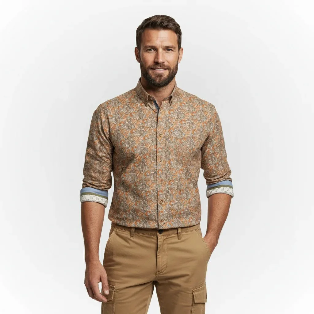 Chemise ml kaki voile de coton motif floral - Image 5