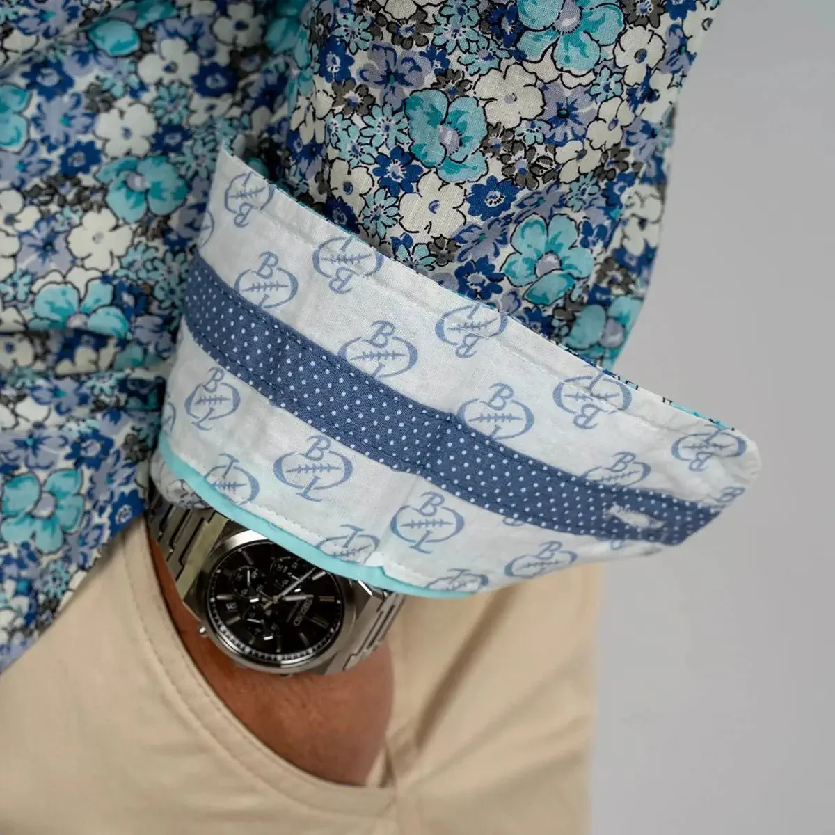 Chemise ml légère fleurie turquoise - Image 3