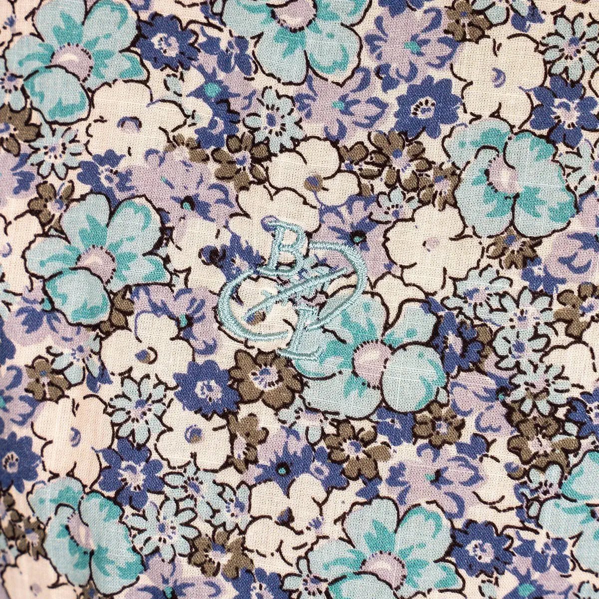 Chemise ml légère fleurie turquoise - Image 4