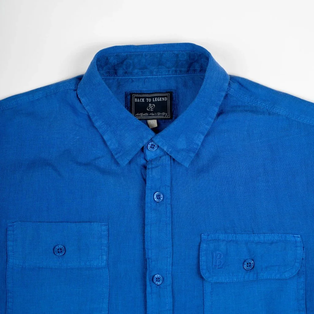 Chemise ml bleue en lin (femme) - Image 5