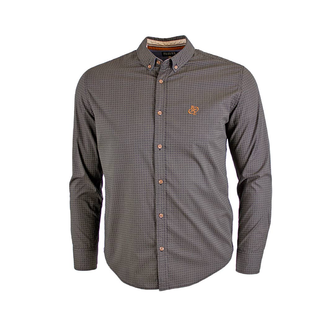 Chemise ml noire imprimé géométrique