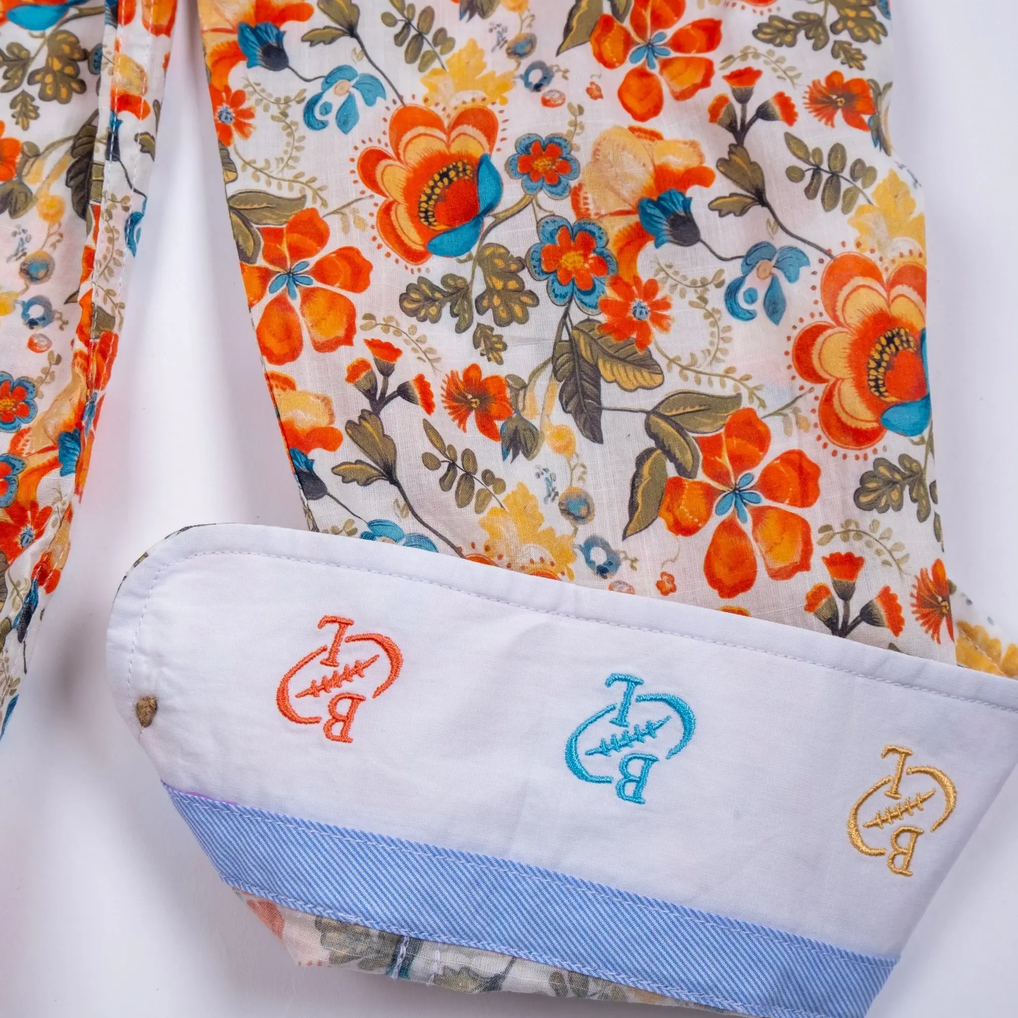 Chemise ml légère orange à motif floral - Image 4