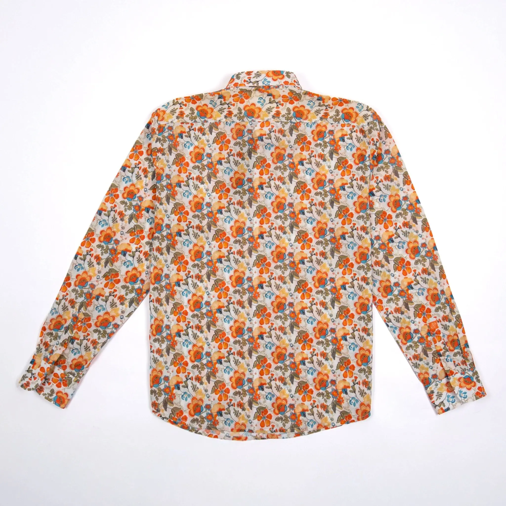 Chemise ml légère orange à motif floral - Image 7