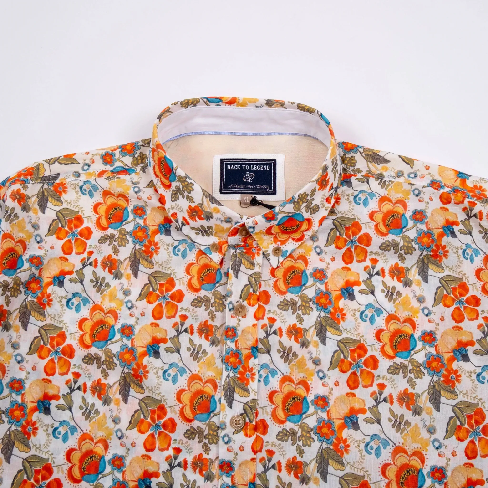 Chemise ml légère orange à motif floral - Image 8