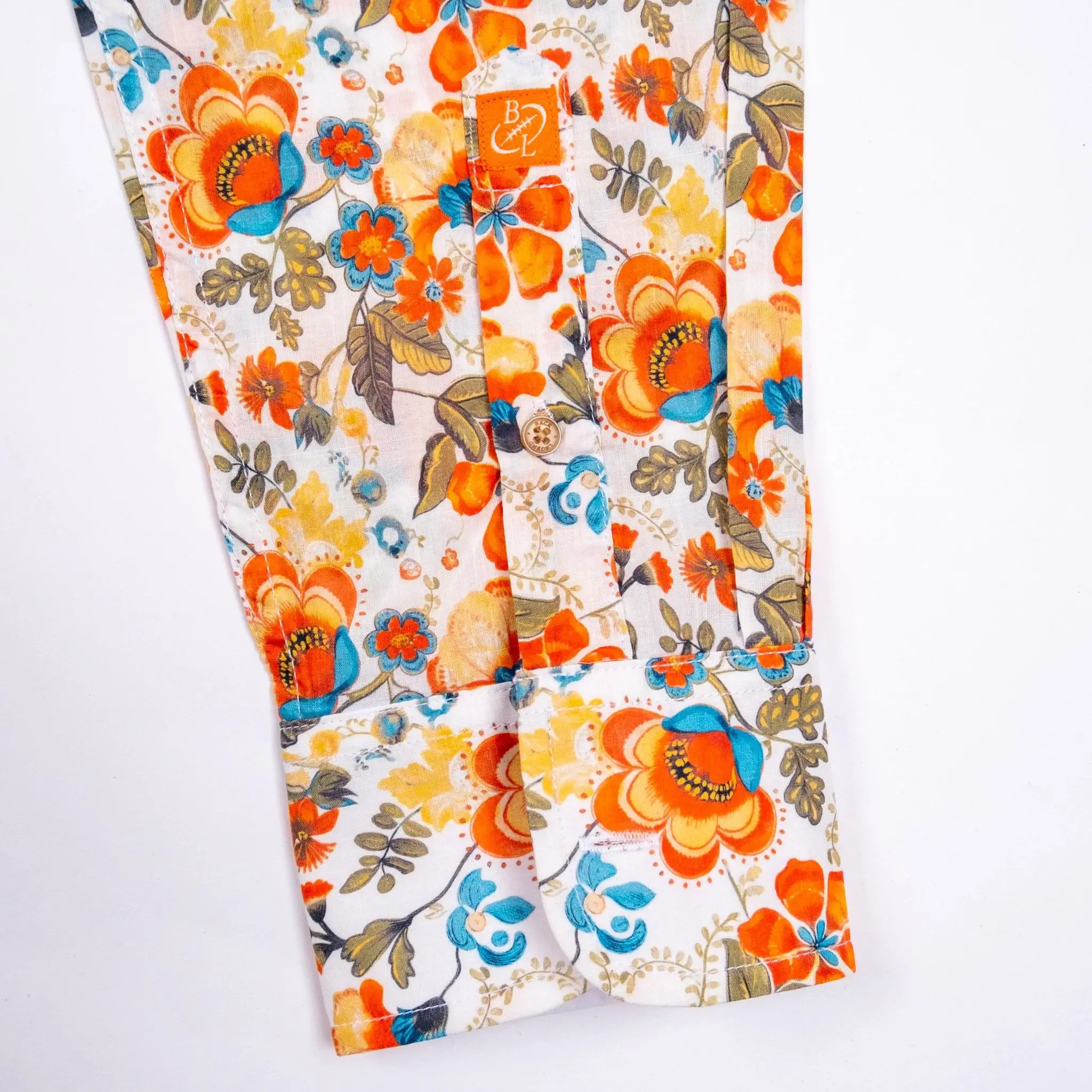 Chemise ml légère orange à motif floral - Image 9