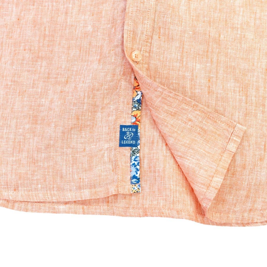 Chemise ml orange pâle en lin chiné - Image 4